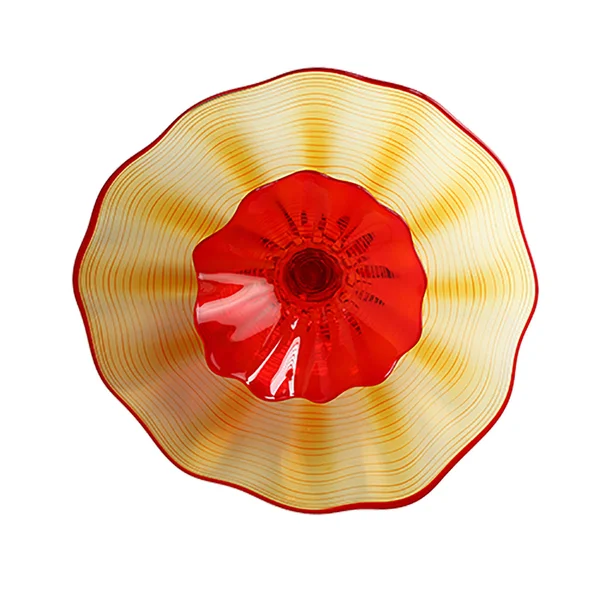 Viz Art Glass 4755NABIR Blooming Lotus Double Wall Plate - Large in Amber/Red Center PLATE - Whimsical, Bellacor