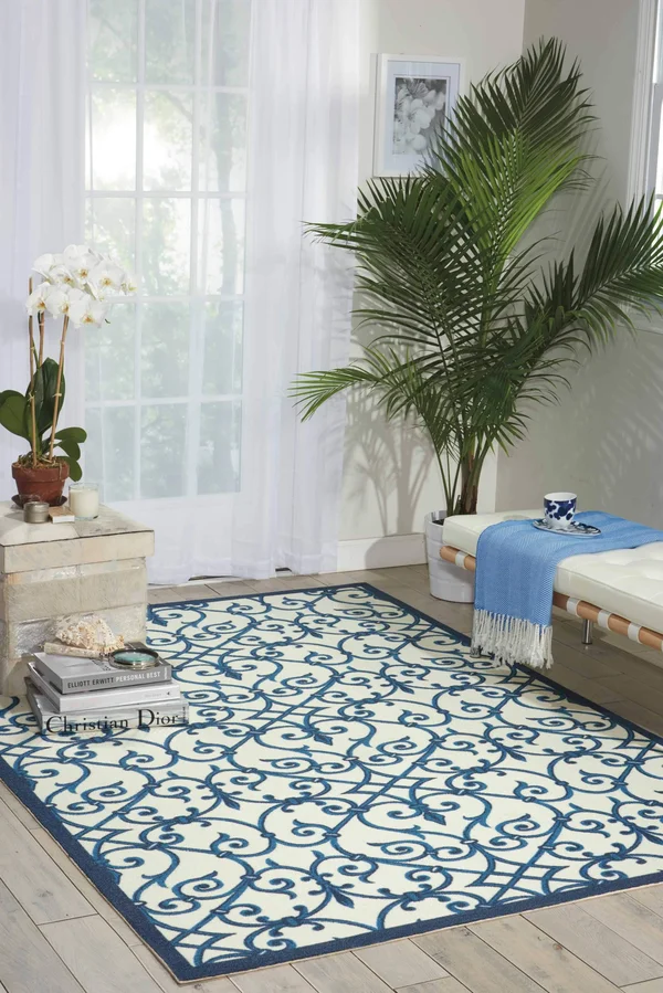 Nourison Home & Garden RS093 Area Rug - Blue, 7&9x22 x 10&10x22