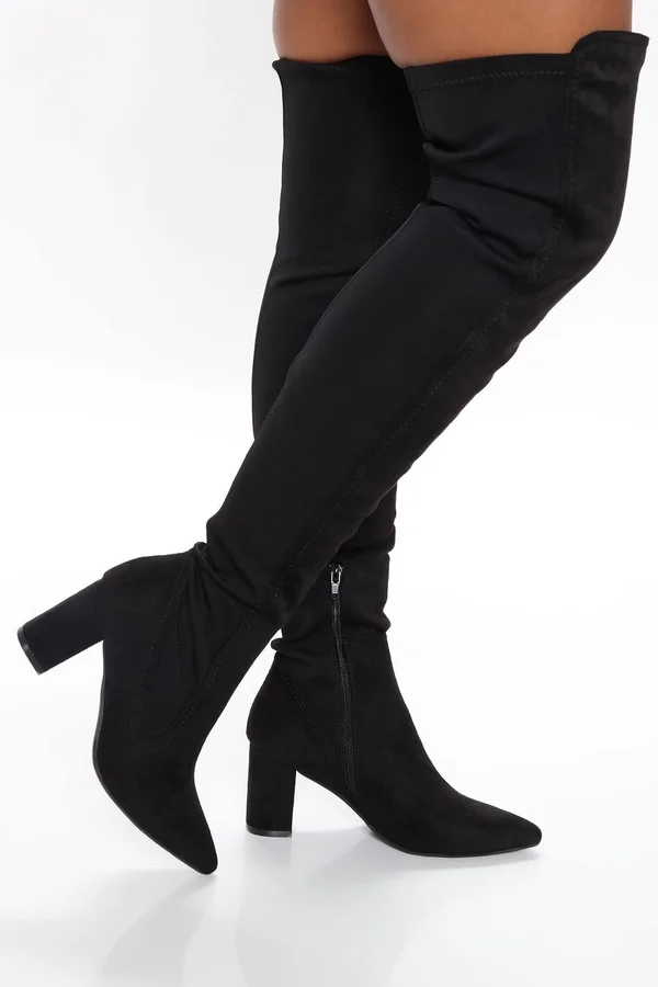 Womens It Might Be Nice Heeled Boots in Black Size 6.5 by Fashion Nova