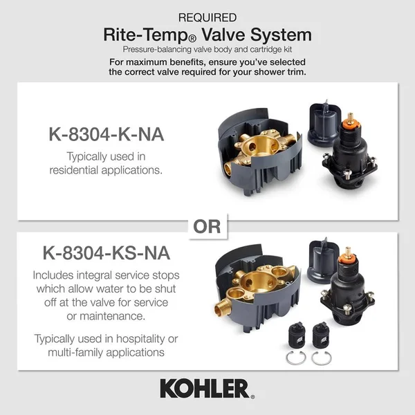 Kohler K-TLS13134-4A Pinstripe Shower Only Trim Package with Lever Handle - Less Polished Chrome