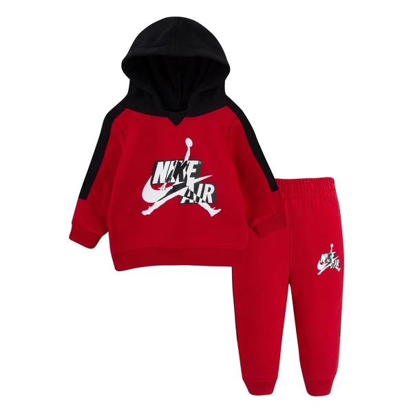 Boys& Infant Jumpman Classics Fleece Pullover Hoodie and Jogger Pants Set in Red Size 12 Mo - Cotton/Polyester/Fleece by Jordan