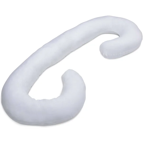 Maternity Total Comfort Body Pillow - Hypoallergenic Synthetic Fiber Fill - Total Body Length - Body Pillow, White, Deluxe Comfo