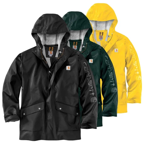 Carhartt Men's Midweight Waterproof Rainstorm Coat, Canopy Green, Small