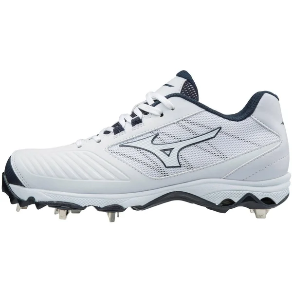 Mizuno - 9-Spike Advanced Sweep 4 Low Women's Metal Softball Cleat, White-Navy, Size 8