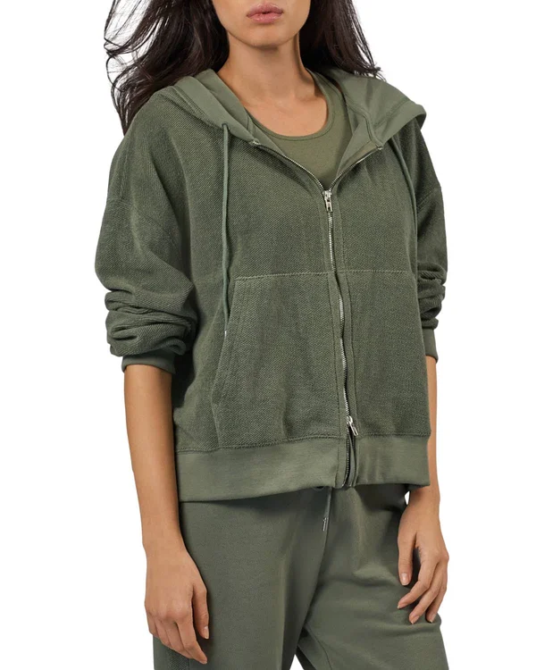 ATM Anthony Thomas Melillo Women's REVERSE French Terry Zip Hoodie Agave - Xs