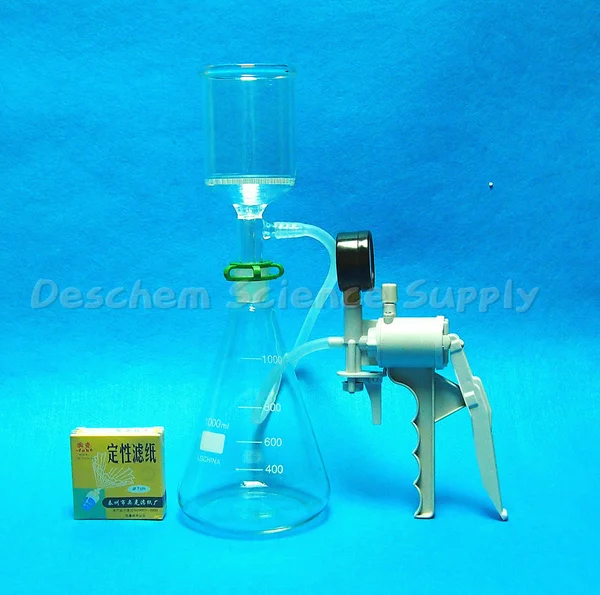 1000ml, Suction Filtration Unit, 70mm Buchner Funnel, 1L Flask & Vacuum Pump