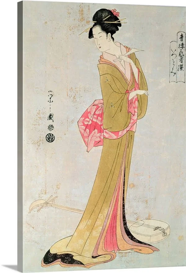 Portrait of A Japanese Woman by Yeishi - Canvas Wall Art, 40x60, Great Big Canvas