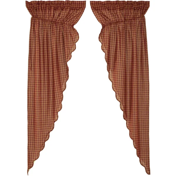 Burgundy Star Scalloped Prairie Long Panel Set of 2 84x36x18