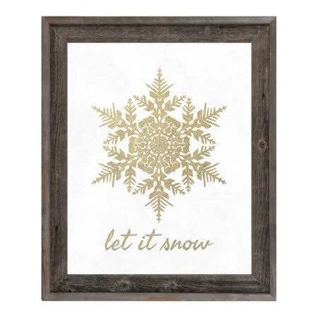 Click Wall Art 'Let It Snow in Sand' Framed Graphic Art, White