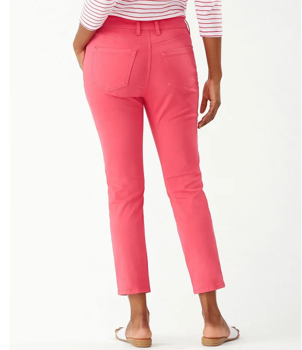 Tommy Bahama Boracay Beach Cotton-Blend Stretch Sateen Hi-Rise Ankle Jeans, Womens, 10, Amaranth