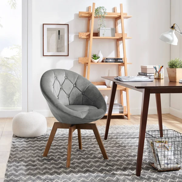 Carson Carrington KALLAX Velvet or PU Tufted Round Swivel Accent Chair - 27.19x22W x 24.03x22D x 33.88x22H - Grey Velvet