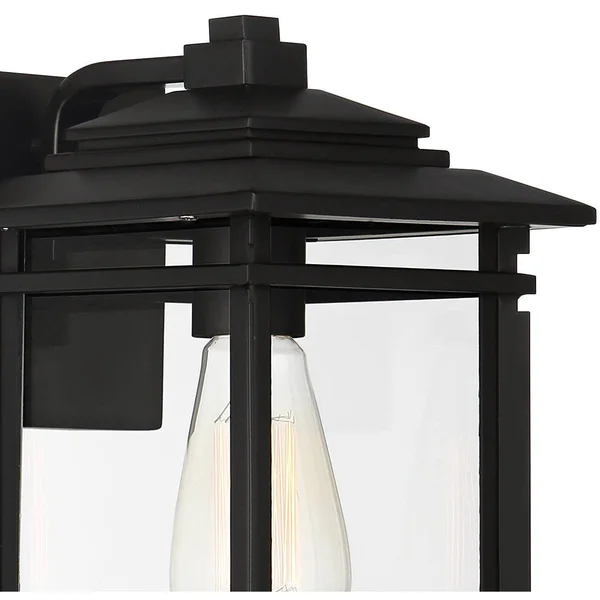 John Timberland North House 12 inch High Matte Black and Glass Outdoor Wall Light - Size: 12 x 8 x 9 82518375