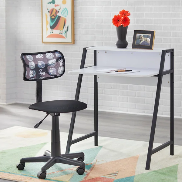 TMS Focus Kids Metal Frame Desk and Chair Set, Multiple Colors, Black