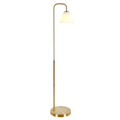 Omwati 62x22 Arched Floor Lamp Latitude Run Base Finish: Gold - Shade Color: Clear