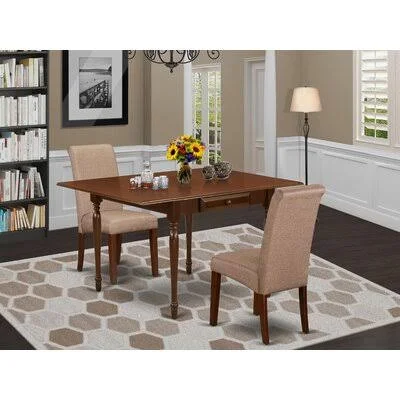Aquinnah Bar Height Drop Leaf Solid Wood Rubberwood Dining Set Ophelia & Co. Table Top Color: Mahogany - Chair Color: Brown