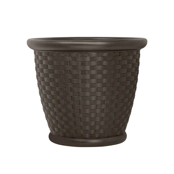 Suncast Sonora 18 inch Resin Wicker Decorative Flower Planter, Brown (4 Pack)