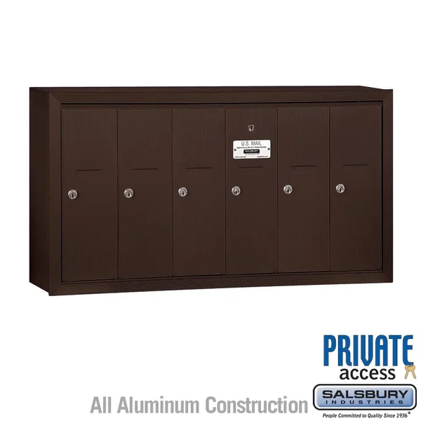 Salsbury Industries 3506ZSP Vertical Mailbox - Surface, 6 Doors, Bronze
