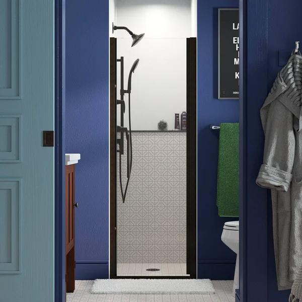 Sterling 5698-27adr-g05 Finesse Peak Frameless Pivot Shower Door with Clear Glass, 27-in W x 67-in H, Deep Bronze