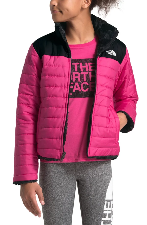 The North Face Girls& Reversible Mossbud Swirl Jacket: Mr. Pink