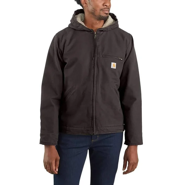 Carhartt Men's Washed Duck Sherpa-Lined Jacket - 104392, Gravel