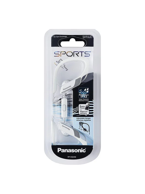 Panasonic RP-HS34M-W Sport Clip Hs34 Headphones with Microphone (White)
