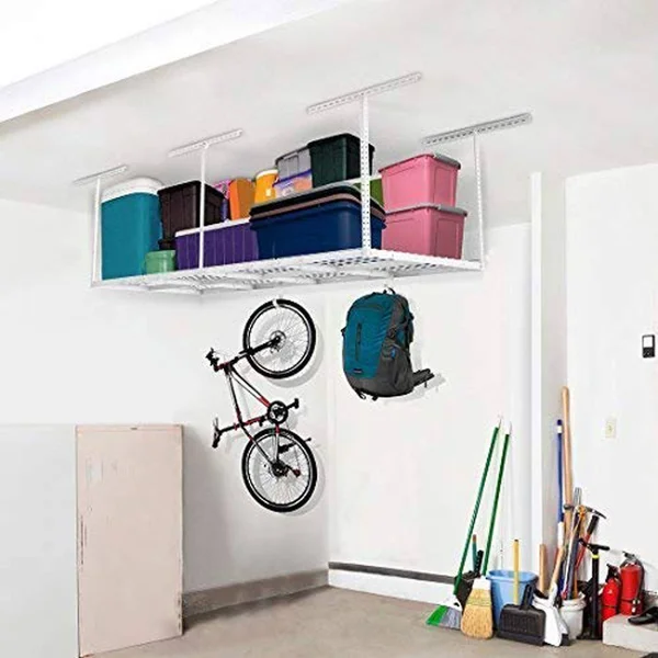 Fleximounts GR38 3x8 Foot Adjustable Overhead Garage Storage Ceiling Rack - White