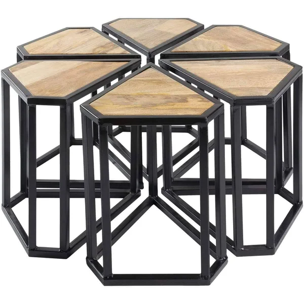 Surya Center Table PTL-001 Petal Black Modern