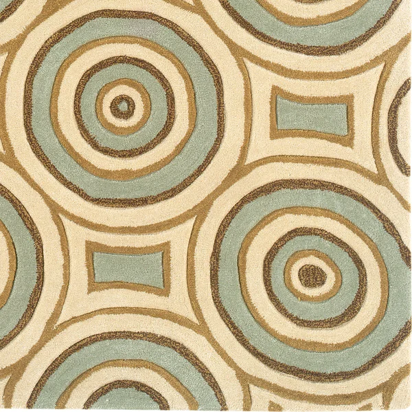 Linon Trio Area Rug - Cream - Aqua, Size: 8 x 10 ft.
