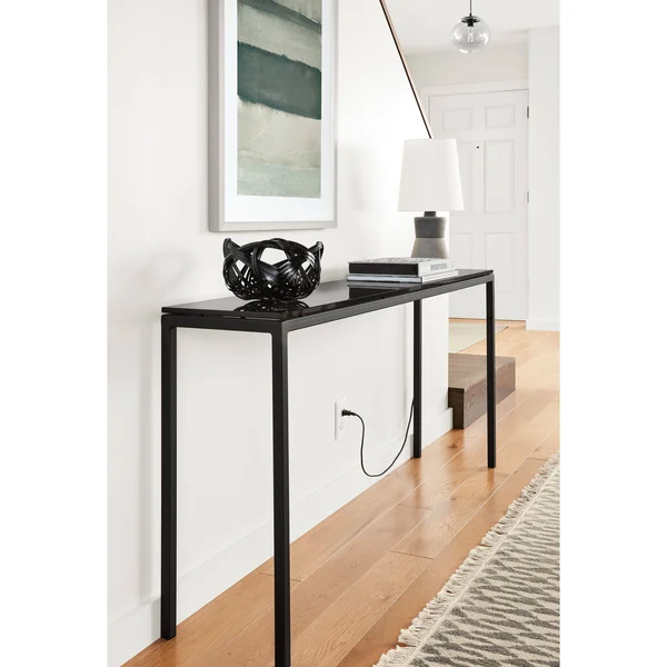 Room & Board, Modern Parsons 60W 12D 29h Console Table w/ 1.5x22 Leg, Sugarberry Top w/ Gold Base