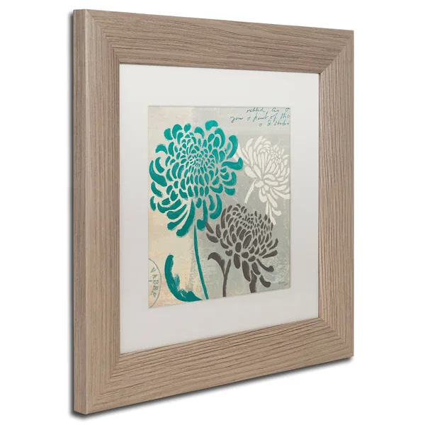 Trademark Fine Art Chrysanthemums I by Wellington Studio, White Matte, Birch Frame 11x11-Inch