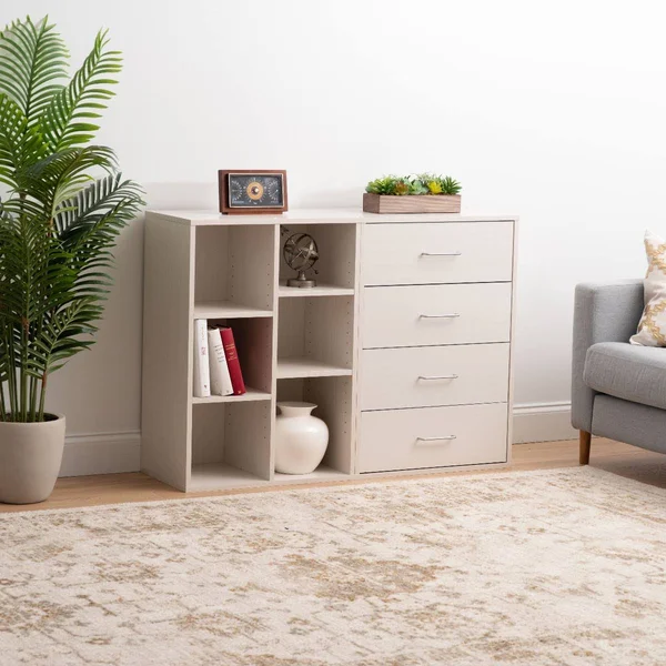 Iris 4 Drawer Wood Dresser, Off White, Collan Series