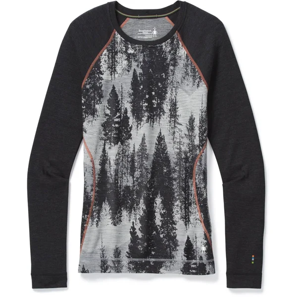 Smartwool Merino 250 Baselayer Pattern Crew - Women's Light Gray Forest Scape - XL