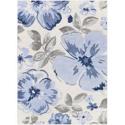 Bobak Floral Sky Blue/Gray Area Rug Red Barrel Studio Rug Size: Rectangle 7&10x22 x 10&3x22