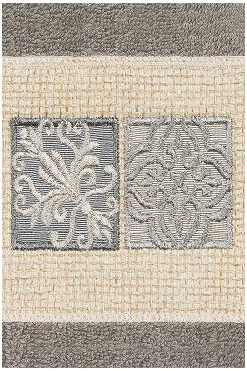 Linum Home Textiles Dark Gray Vivian 3 Piece Embellished Towel Set
