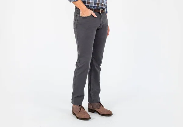 Ledbury Men's Charcoal Franklin 5-Pocket Washed Twill Pant Cotton