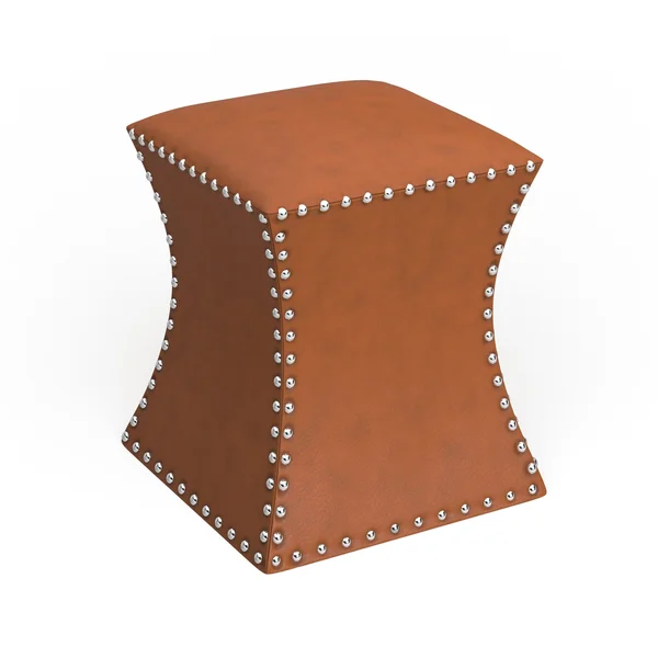 The Curated Nomad Hastings Faux Leather Ottoman - Blue