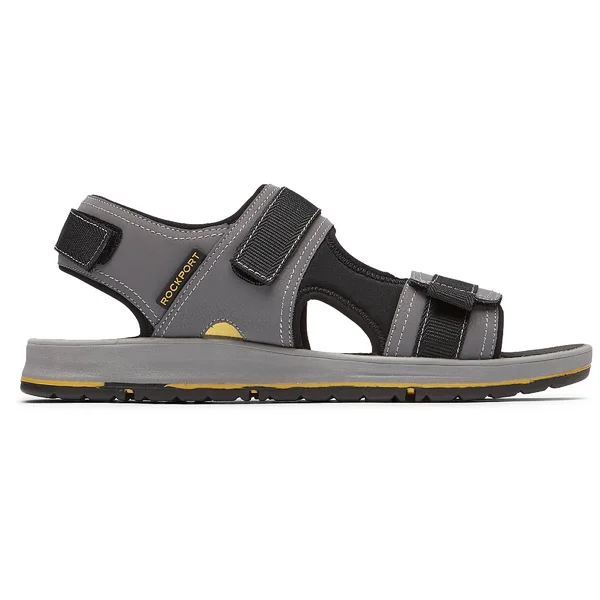 Rockport Mens Lucky Bay Sport 3 Strap Sandal - Size 8.5 W - Grey