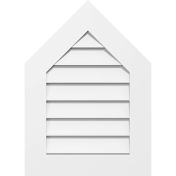 Ekena Millwork GVPPE26X3401SF-14 26x22W x 34x22H Peaked Top Surface Mount PVC Gable Vent 14/12 Pitch: Functional, w/ 3-1/2x22W x