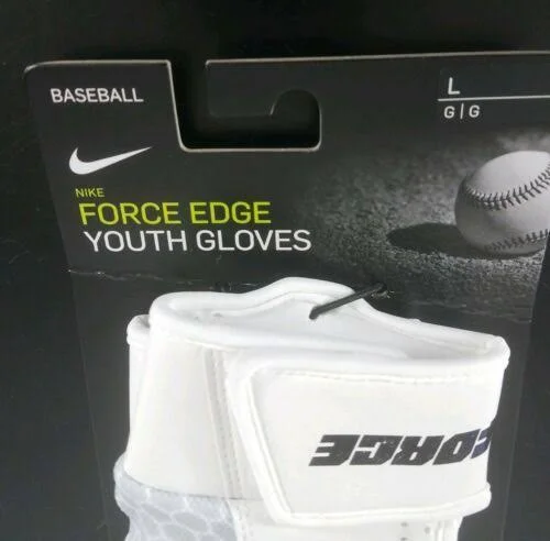 Nike Youth Force Edge Batting Gloves White/Black Large