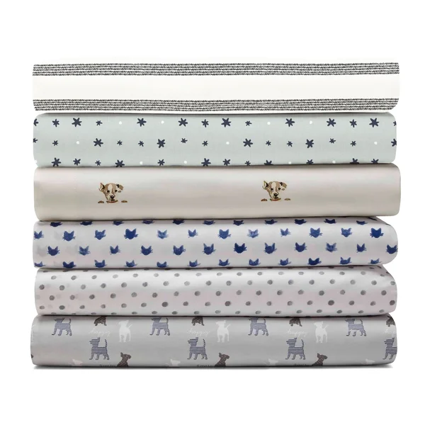 Ed Ellen DeGeneres Star Grid Queen Sheet Set - Medium Gray