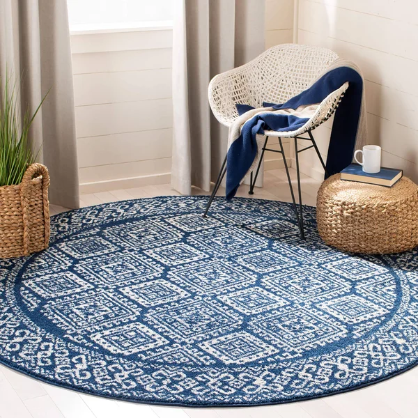 Safavieh Clearance Tulum TUL264N Navy Rug, 6&7x22x6&7x22 - Round