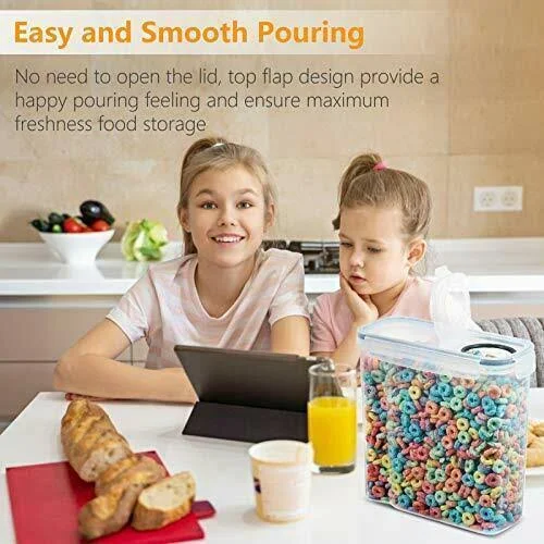 SODPE 6 Pack Cereal Containers Storage Set - BPA Free - Airtight Food Storage Container with Lids - 135.2oz for Snacks, Sugar, Ri