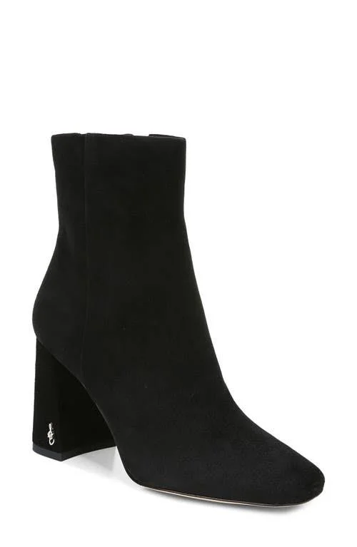 Sam Edelman Codie Square Toe Bootie - Size 10.5 in Black Suede at Nordstrom