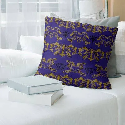 Baltimore Football Baroque Square Pillow Cover East Urban Home Color: Purple/Amber/Black - Size: 16x22 x 16