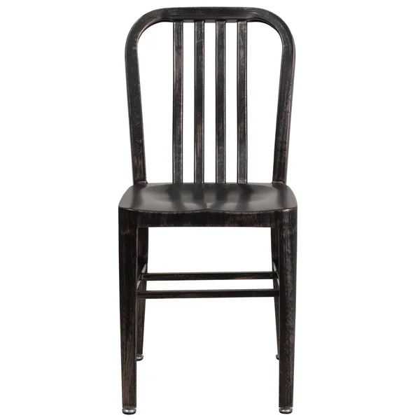 Black-Antique Gold Metal Indoor-Outdoor Chair - Flash Furniture