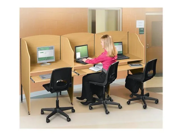Essentials by MooreCo Deluxe Add-A-Carrel - Carrel desk - rectangular - teak