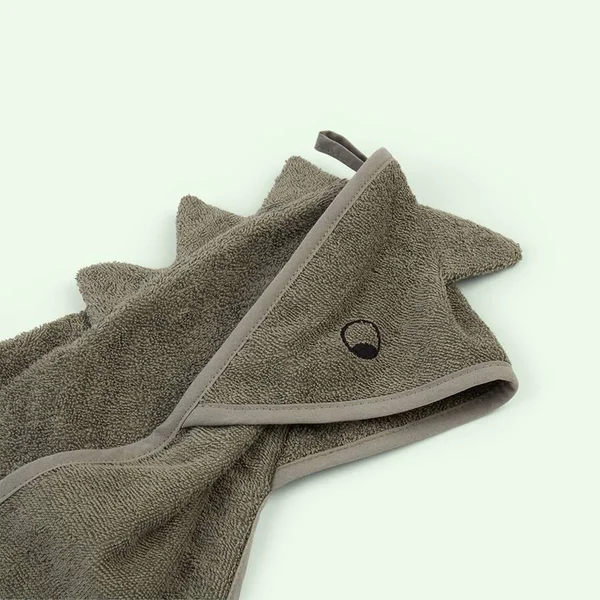 Liewood Albert Hooded Towel Dino/Faune - Kids - Towels and Capes, Green, 70 x 70 cm