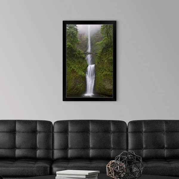 Oregon - Multnomah Falls, Columbia River Gorge Region, Black Framed Wall Art, 20x30, Great Big Canvas