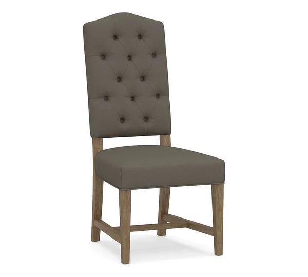 Ashton Upholstered Tufted Dining Side Chair, Belgian Gray Frame, Textured Basketweave Metal Gray - Furniture - Dining Chairs u00