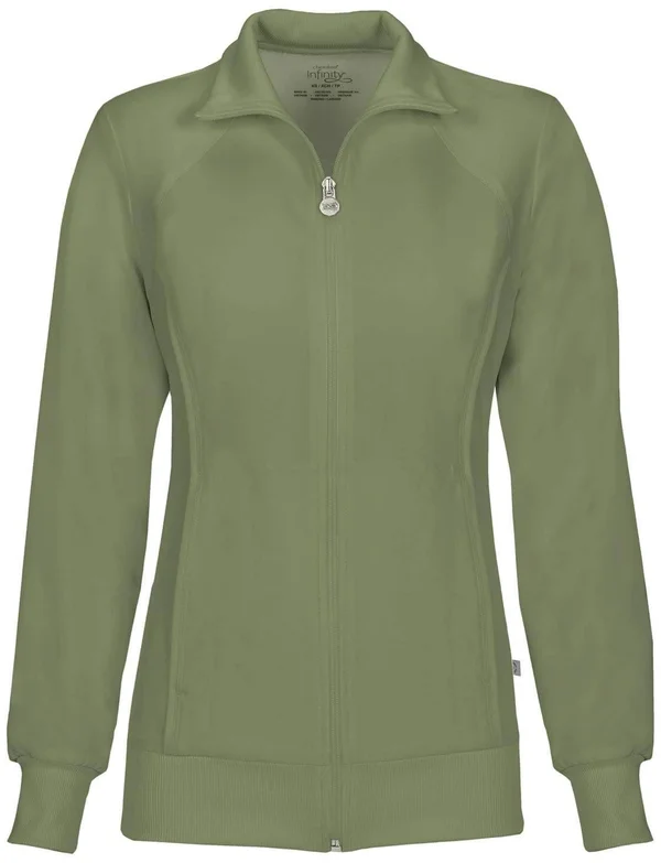 Cherokee Women's Infinity Zip Front Warm-Up Jacket - Olive
